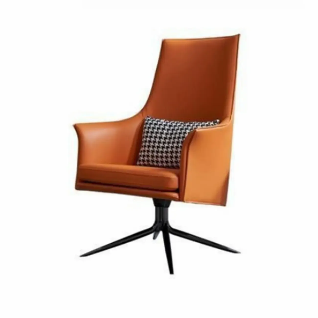Modern Leather Flared Arm Armchair - Light Brown