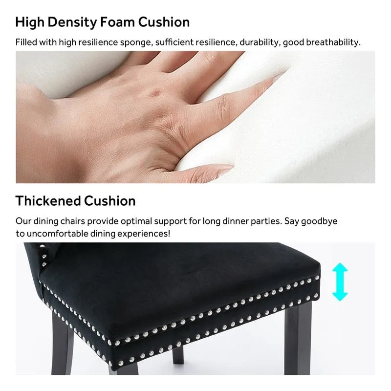 Solid Wood Velvet Upholstered Dining Chair Set of 4