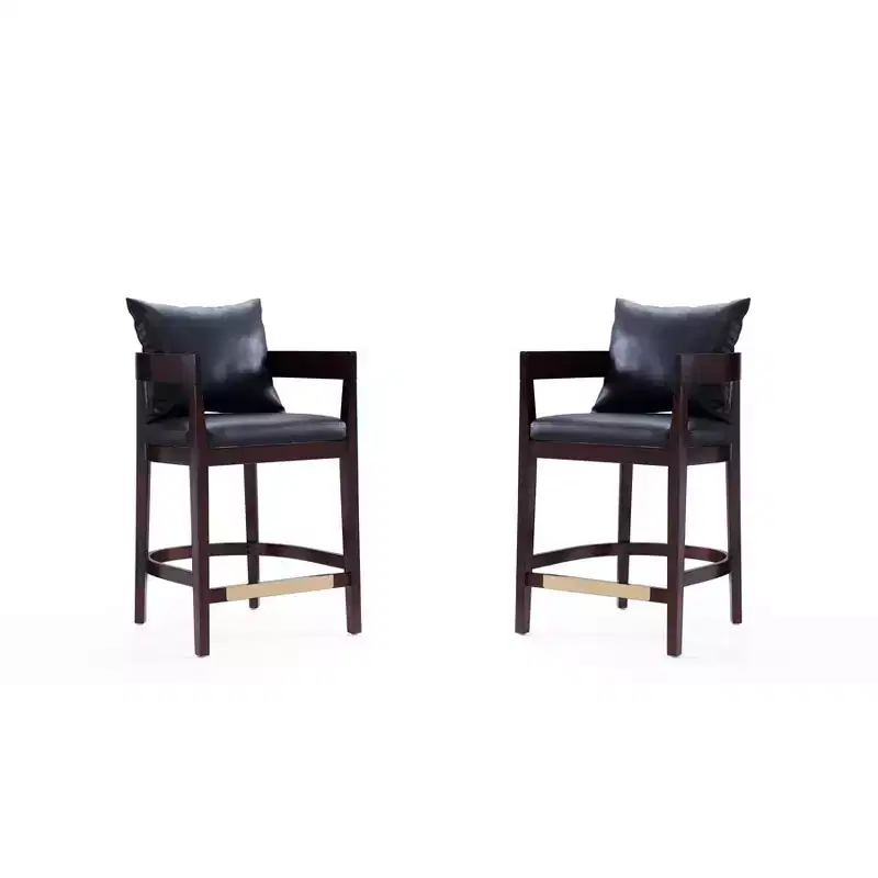 Set of 2 Ritz Upholstered Beech Wood Counter Height Barstools - Manhattan Comfort