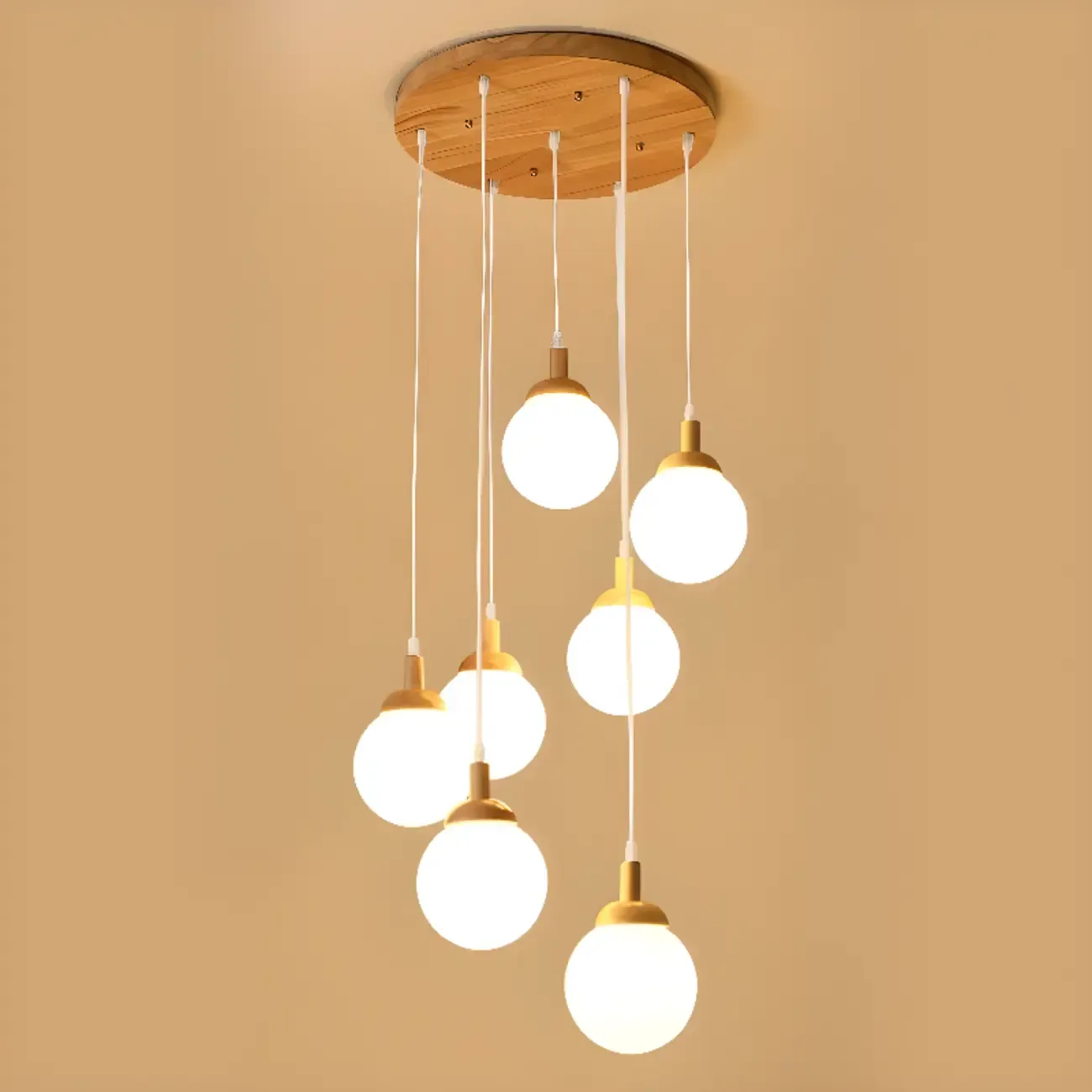 Milk Glass Cluster Pendant Light With Adjustable Length
