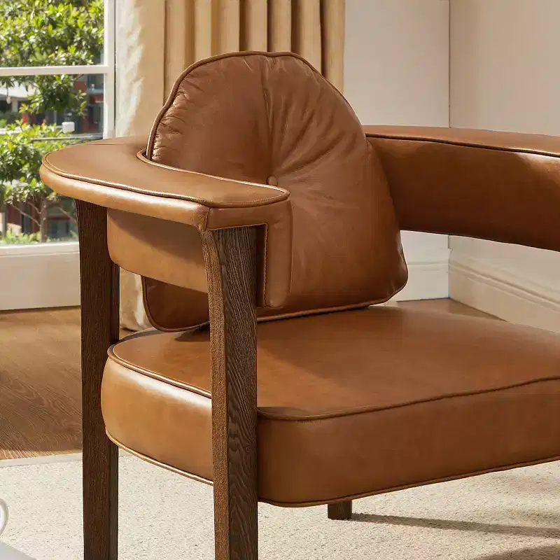 Art Leon Leather Chair with Ash Wood Frame