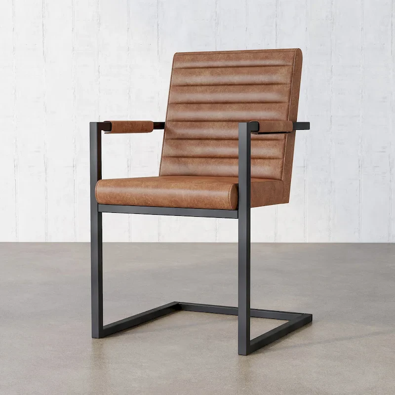 Modern Metal Upholstered Dining Chairs  (Set of 2)