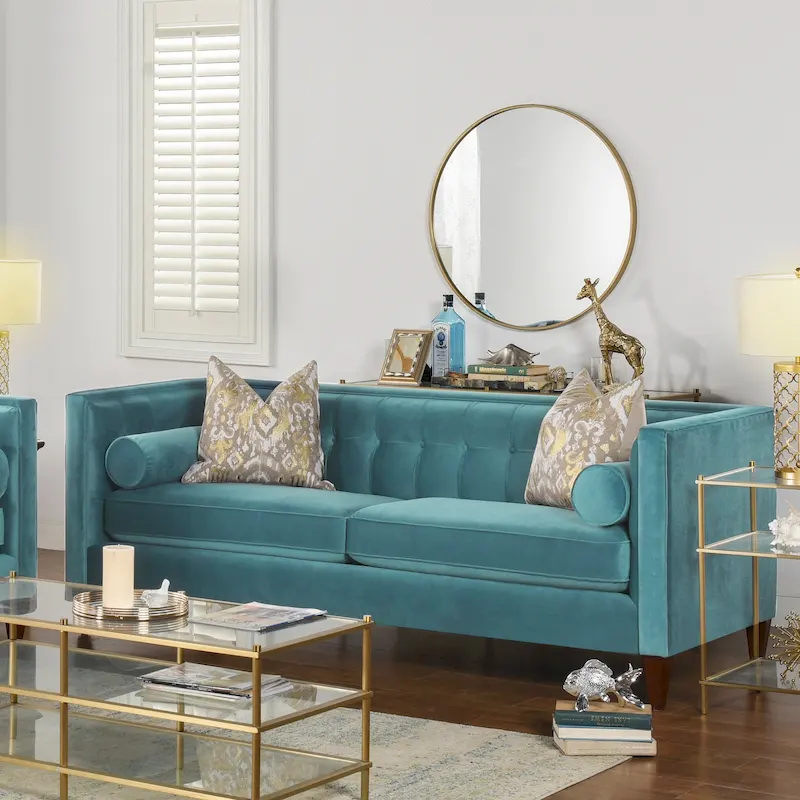 Modern Upholstered Tufted Swallowtail Sofa