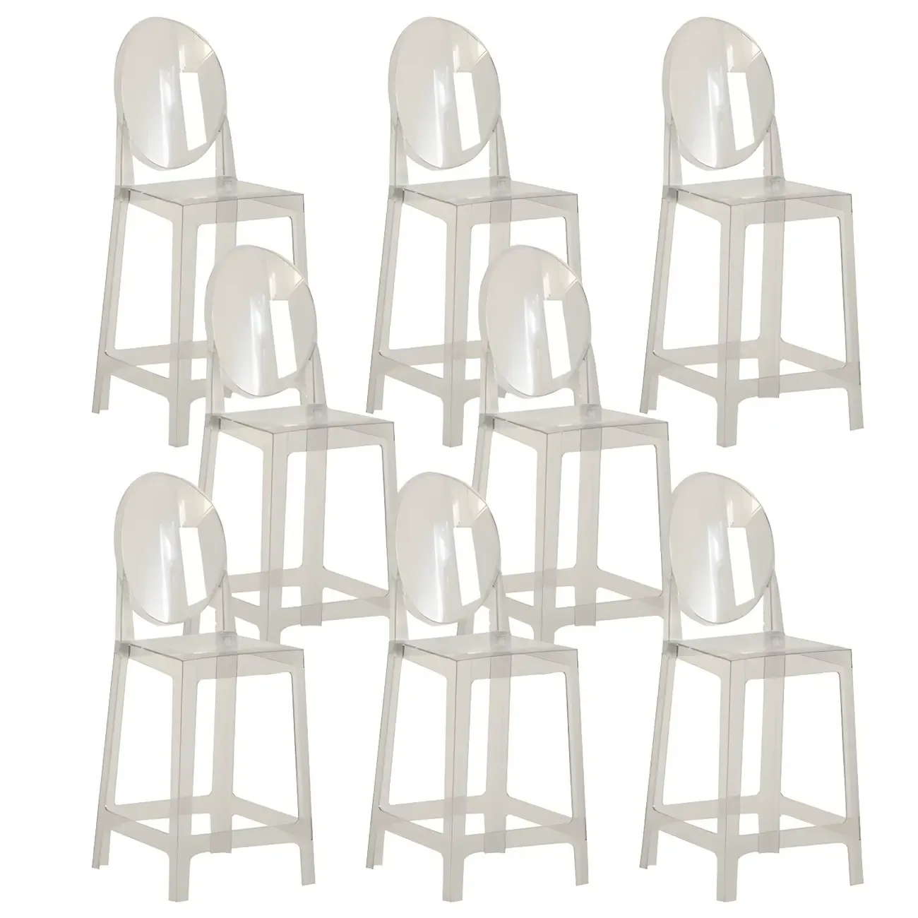 Modern Acrylic Smooth Elegant Circular Backrest Bar Stool