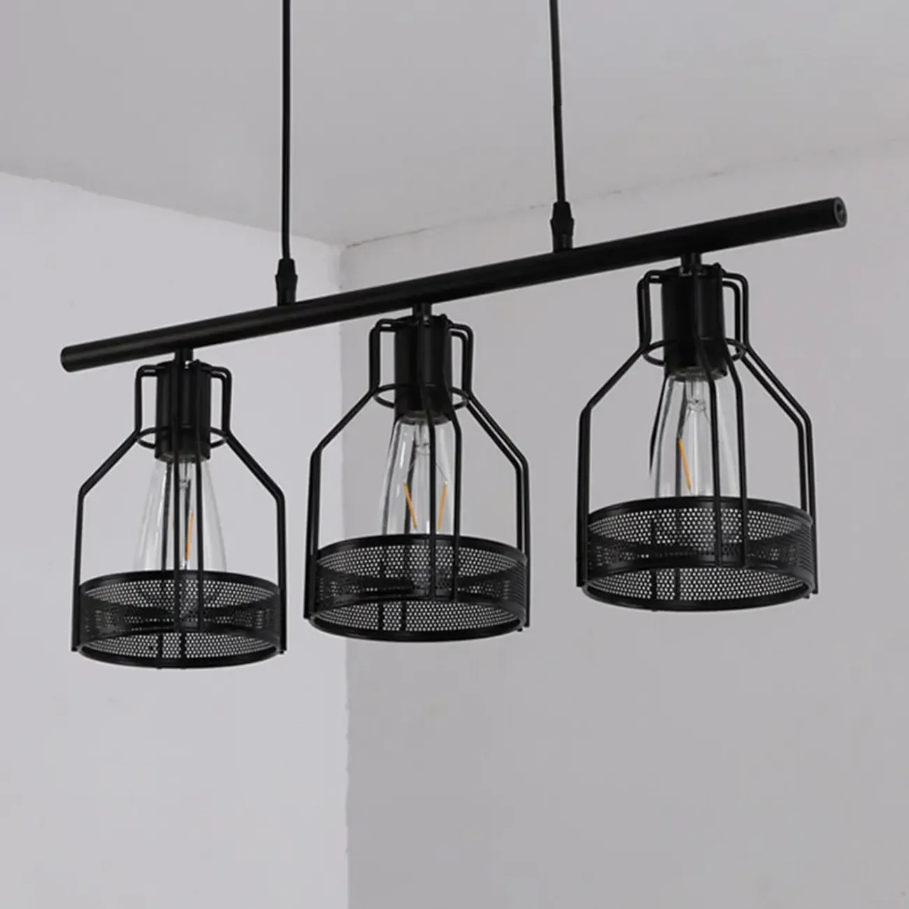 Industrial 4-Light Black Metal Bottle Pendant Light