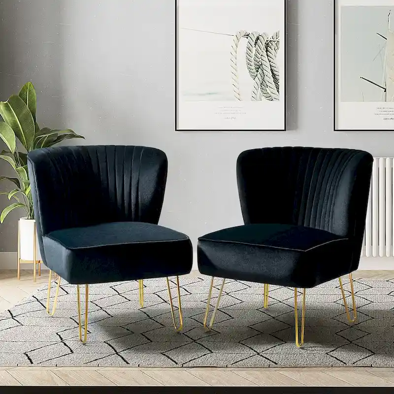 Barto Upholstered Side Chair with Tufted Back Set of 2 by HULALA HOME