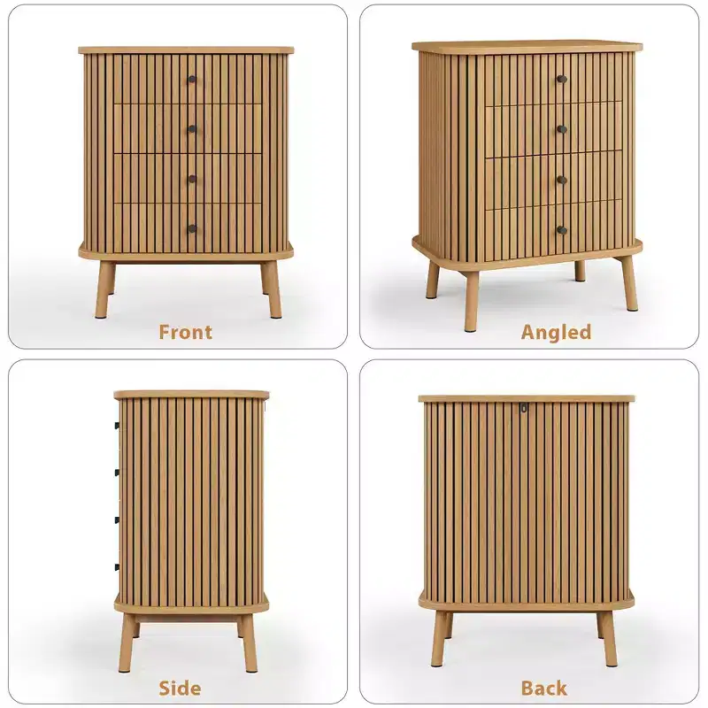 Fluted 4 Drawers Dresser, Tall Modern Chest of Drawers, Bedroom Dressers with Drawers