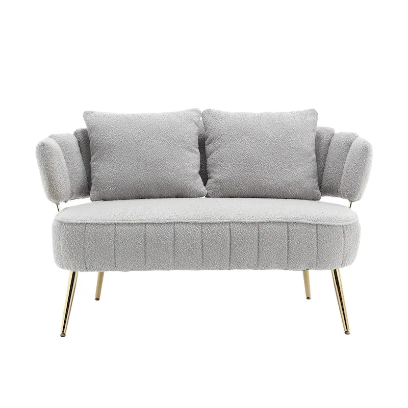 Modern Upholstered Armsofa Tufted Sofa with Metal Frame