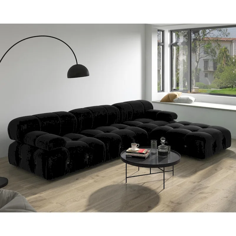 Black Velvet Free Combination Modular Sectional Sofa