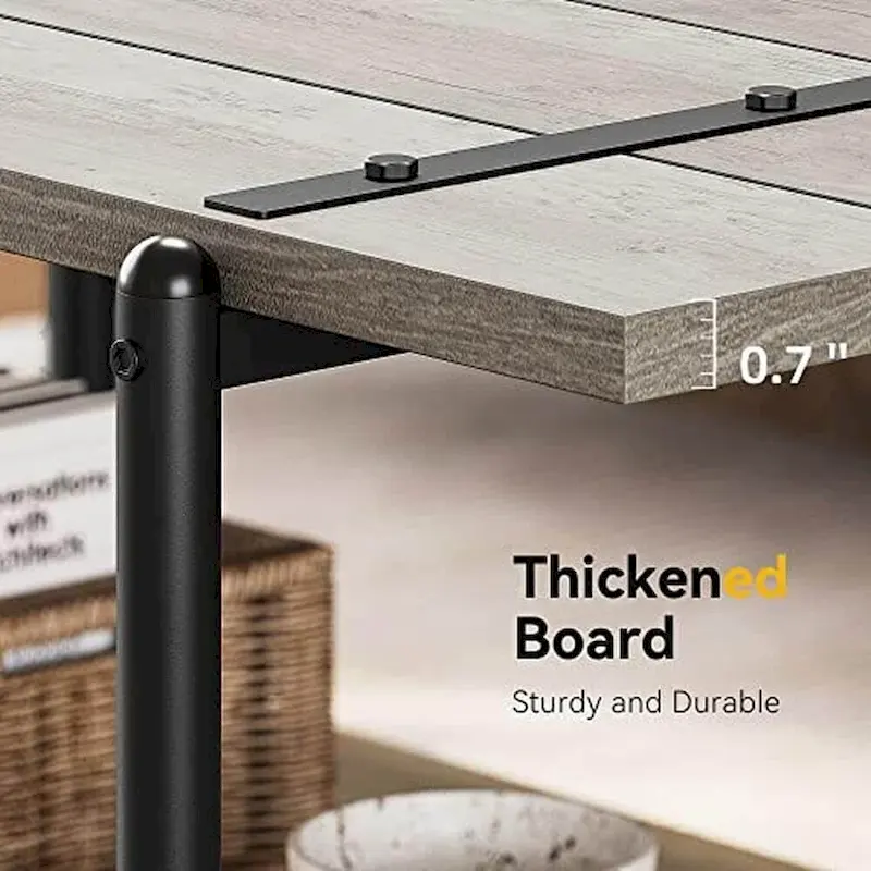 2-Tier Farmhouse 41 Large Wood Coffee Table with Shelf