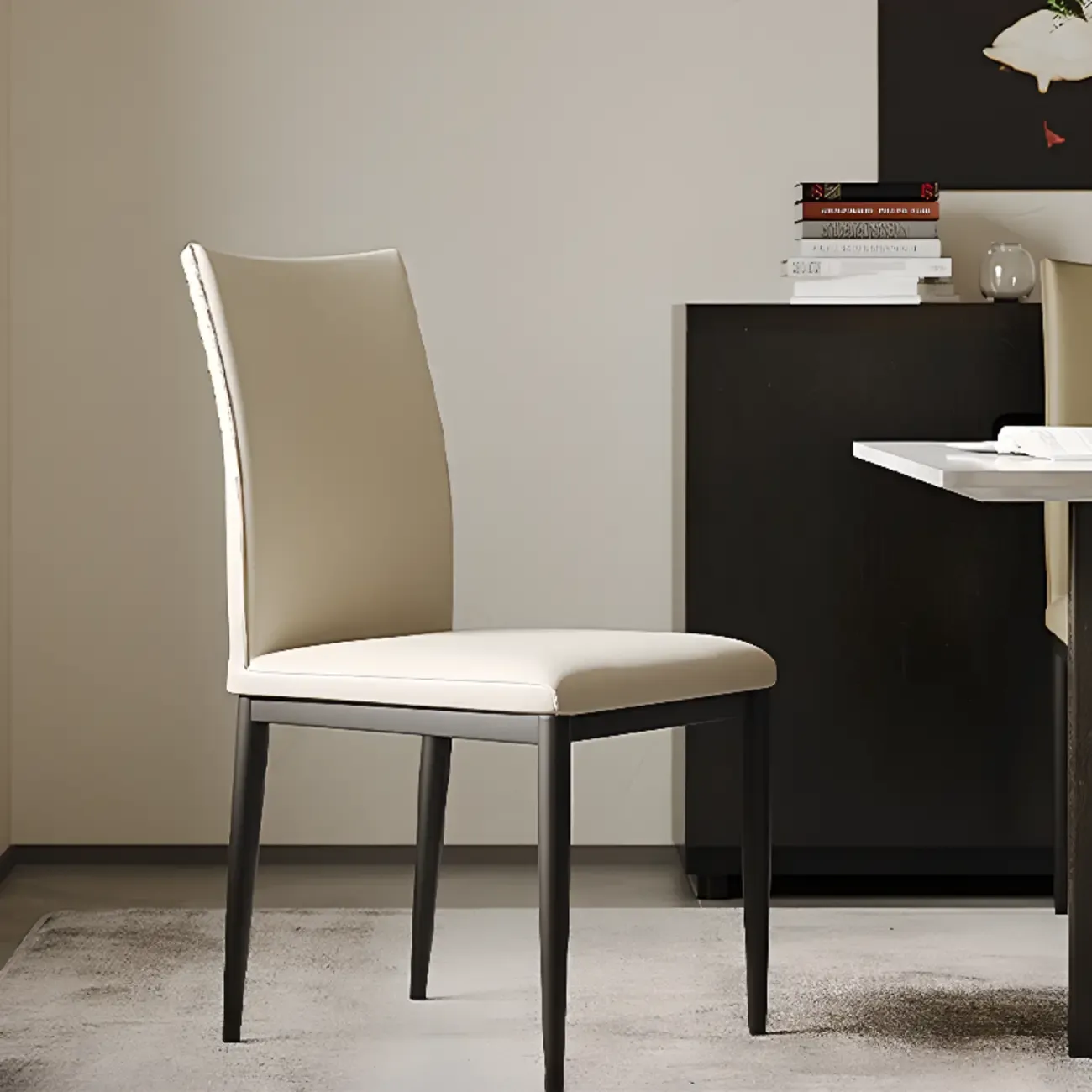 Modern Faux Leather Upholstered Solid Back Dining Chair