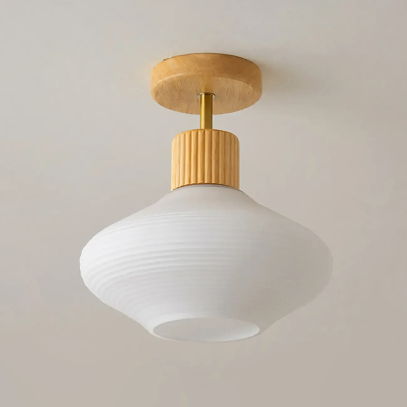 5 to 9 Inch Geometric Wooden Semi Flush Ceiling Light