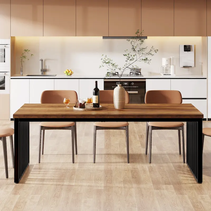 78.74-inch Kitchen Dining Table with Metal Legs