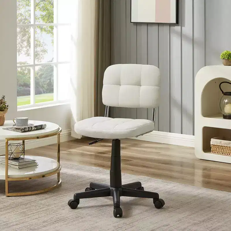 Gray / White Armless Swivel Office Chair, Height Adjustable, Seats 1