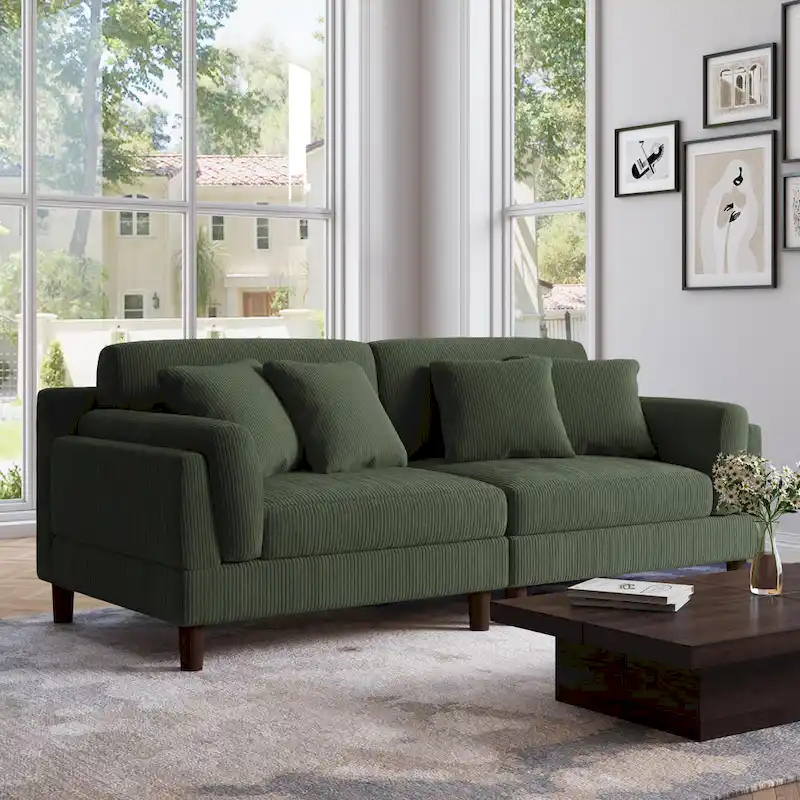 90.2W Corduroy Upholstered 2 Seater Living Room Sofa