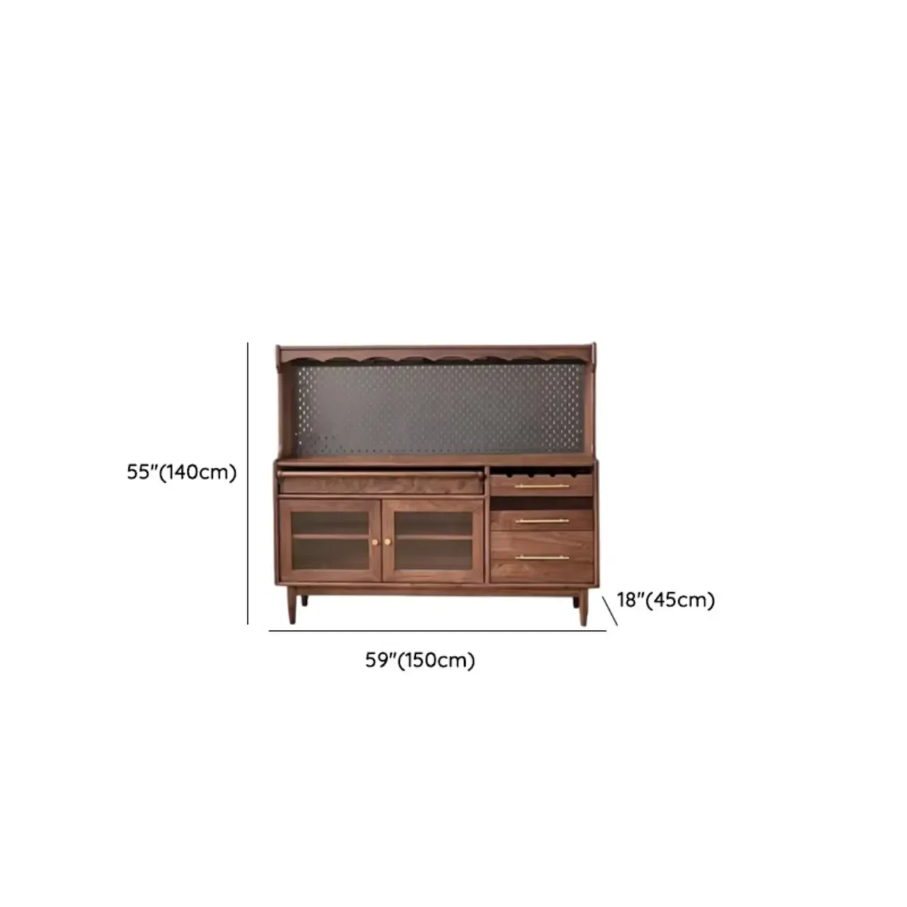 Lighting Wooden 3-Drawer Pegboard Back Brown Sideboard