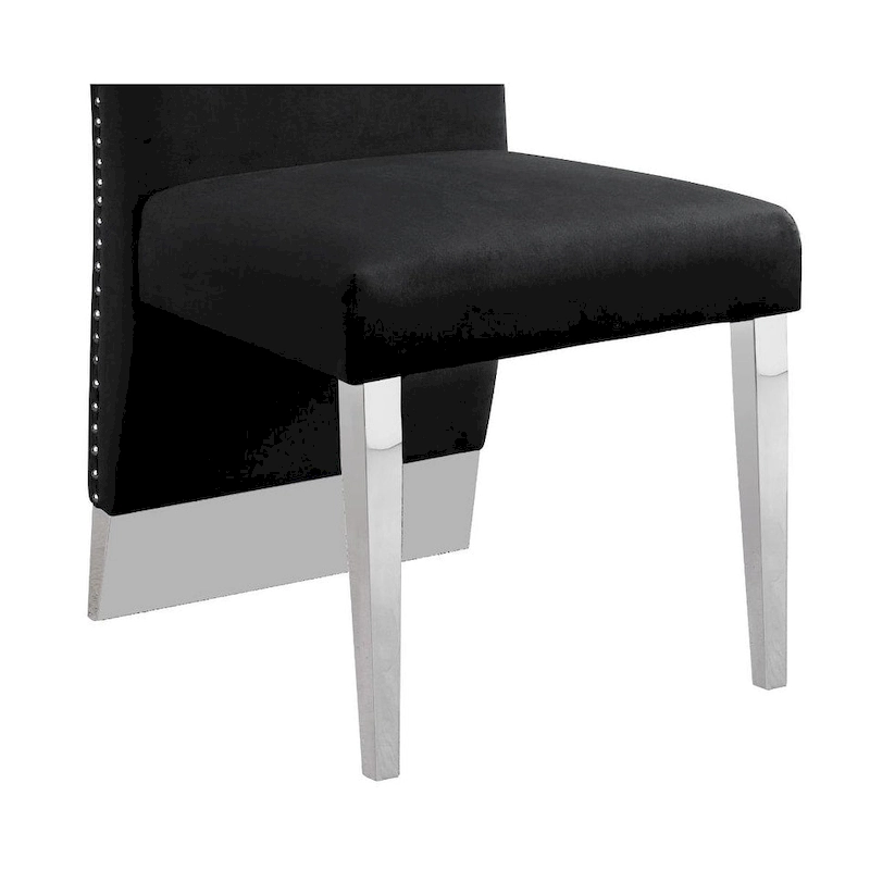 Best Quality Furniture Dining Chair includes Pleated Back, Nailhead-Trimmed, Chrome-Legged Chair (Set of 2)