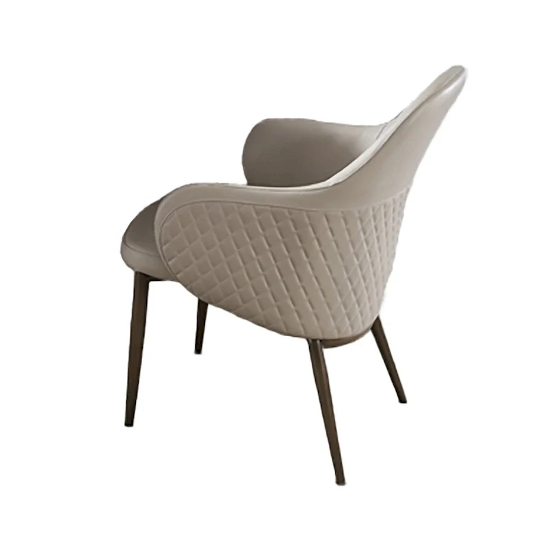 Liy 26 Inch Dining Chair Set of 2, Curved Padded, Tufted Beige Faux Leather