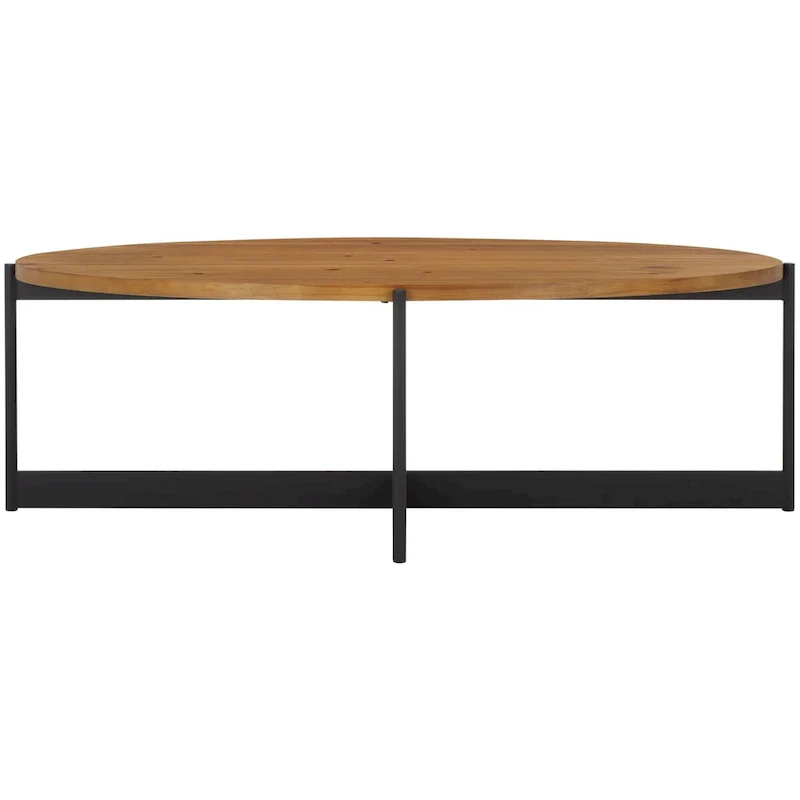 Oval Coffee Table with Fir Wood Top and Metal Base - 48.8