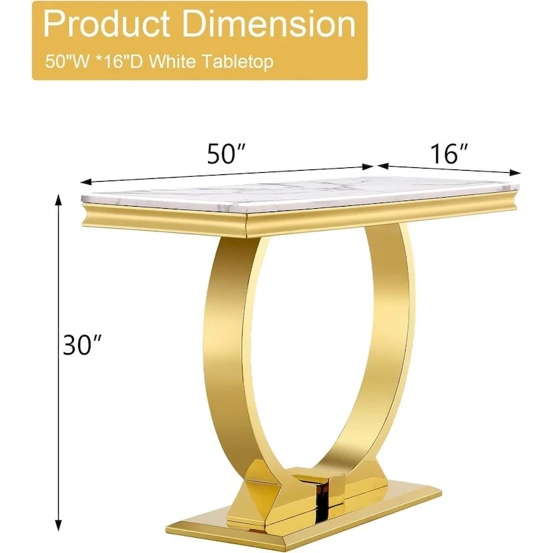 50 inch Rectangle Console Table with Circle Base