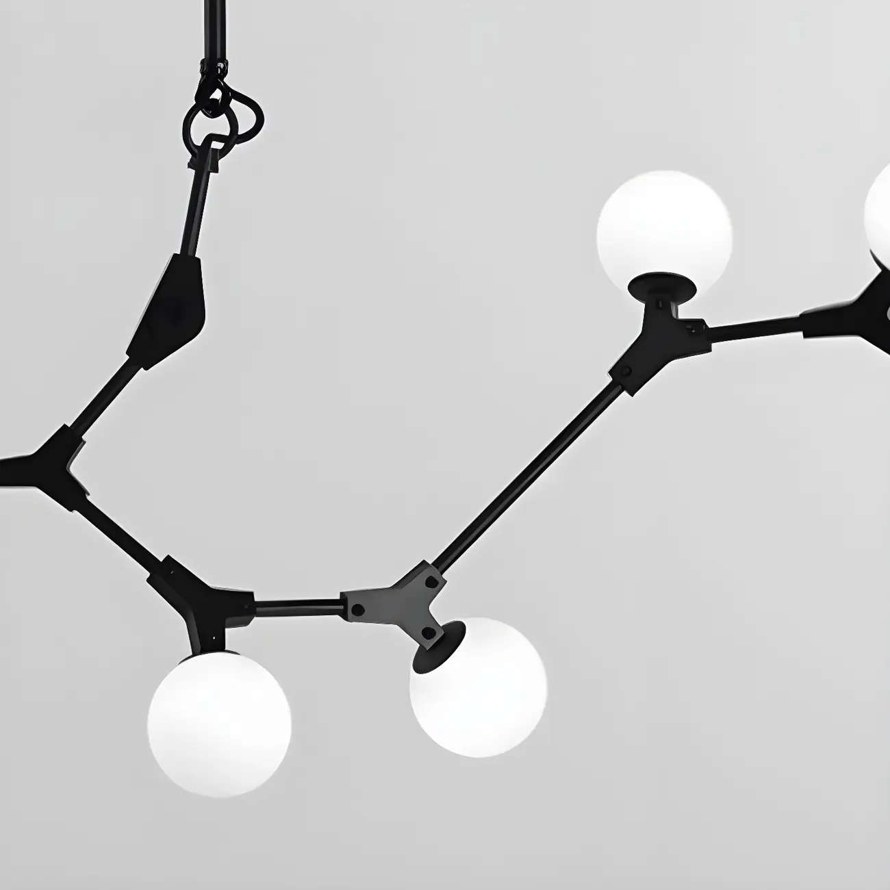 Modern Black Branch Globe 8-Light Island Chandelier