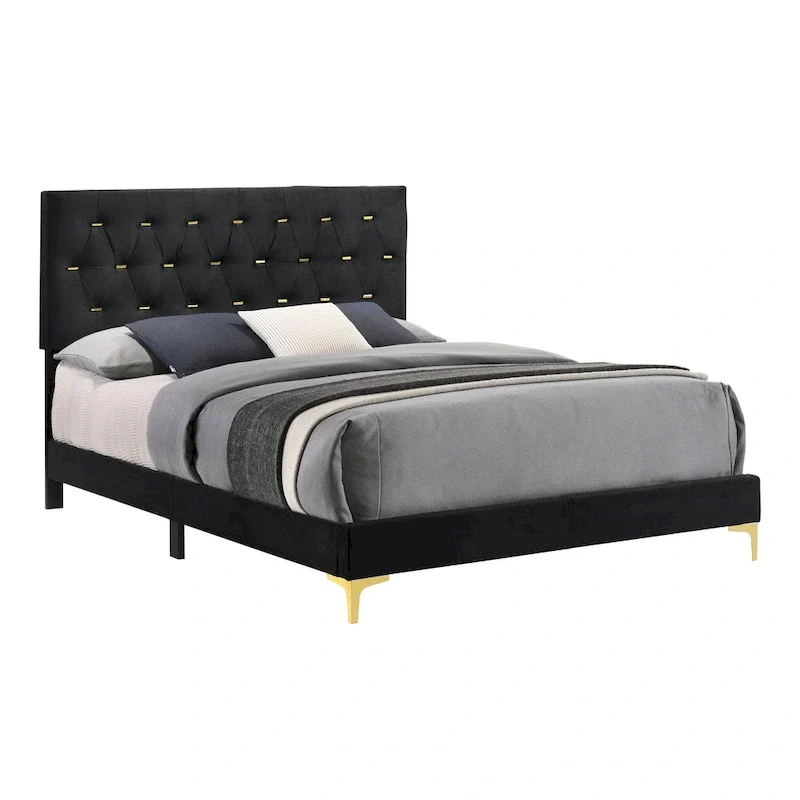 Lexie Black and Gold 4-piece Tufted Panel Bedroom Set