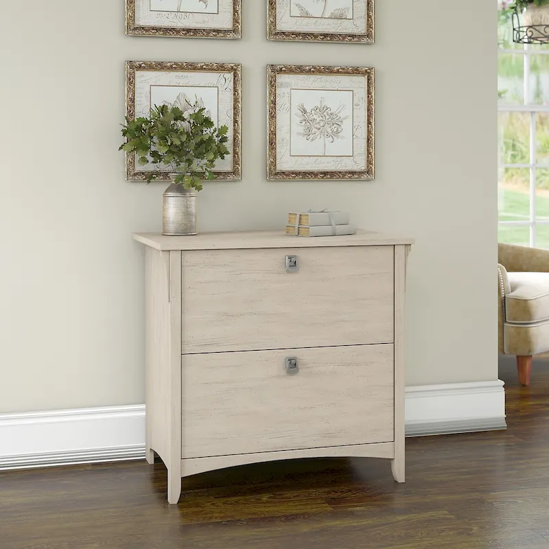 Bush Furniture Salinas Lateral File Cabinet in Antique White