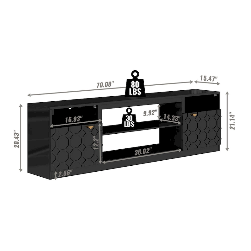 Clihome 70 High Gloss TV Stand