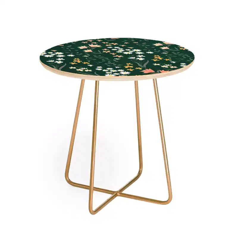 Round Emanuela Carratoni Meadow Flowers Theme Side Table - Deny Designs