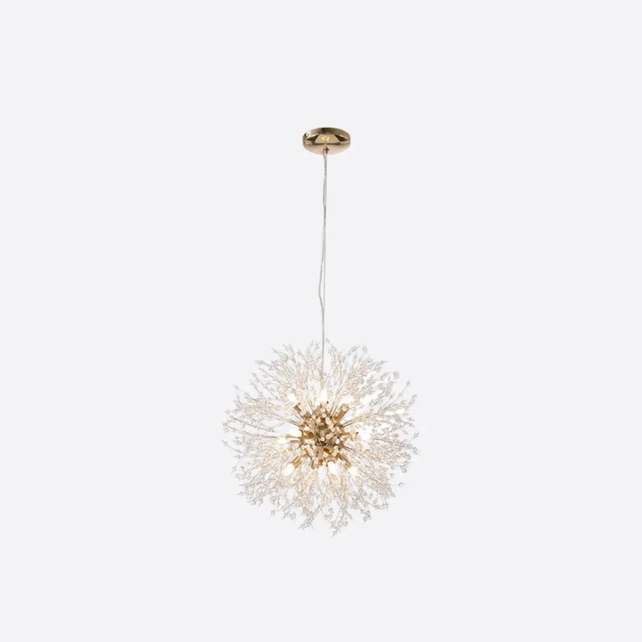 Modern Crystal Globe Chandelier with Starburst Design