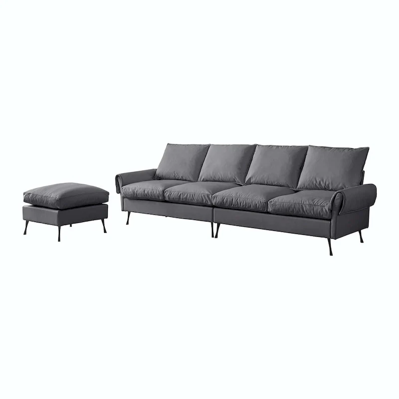 104.5Modern Technical leather L-Shaped Sofa with Ottoman
