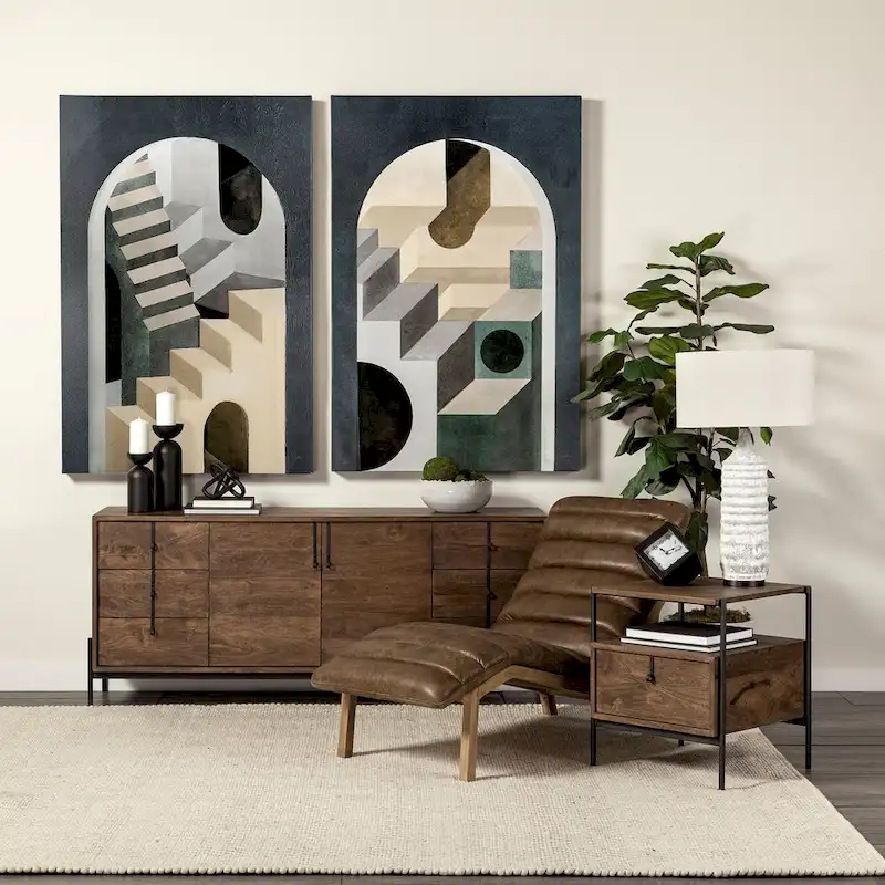 Glenn I Square Dark Brown Wood and Iron Black Frame Side Table