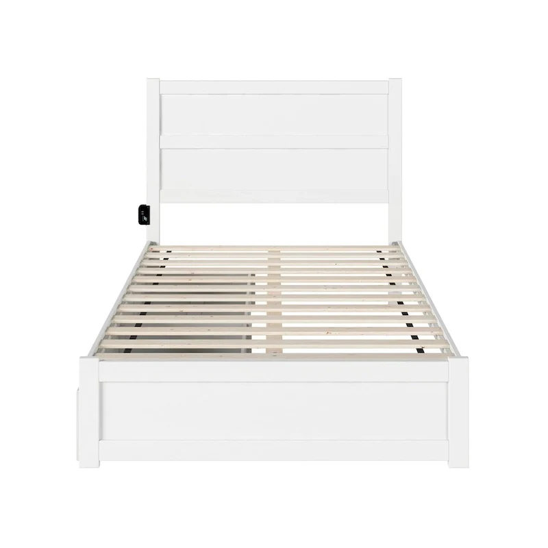 NoHo Full Bed with Footboard and 2 Drawers in White