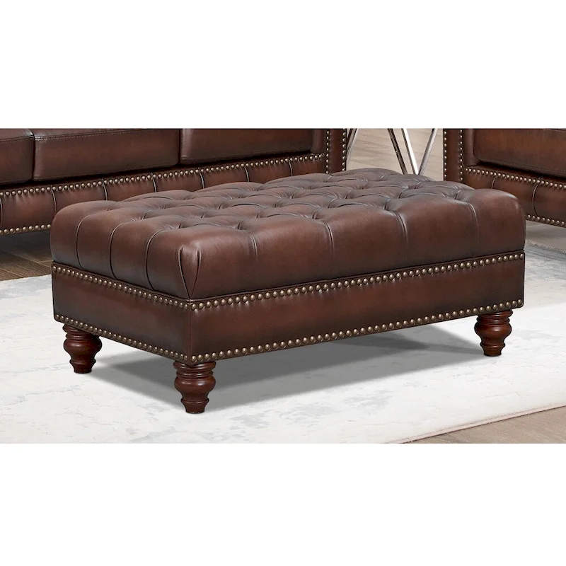 Hydeline Alton Bay Top Grain Leather Ottoman