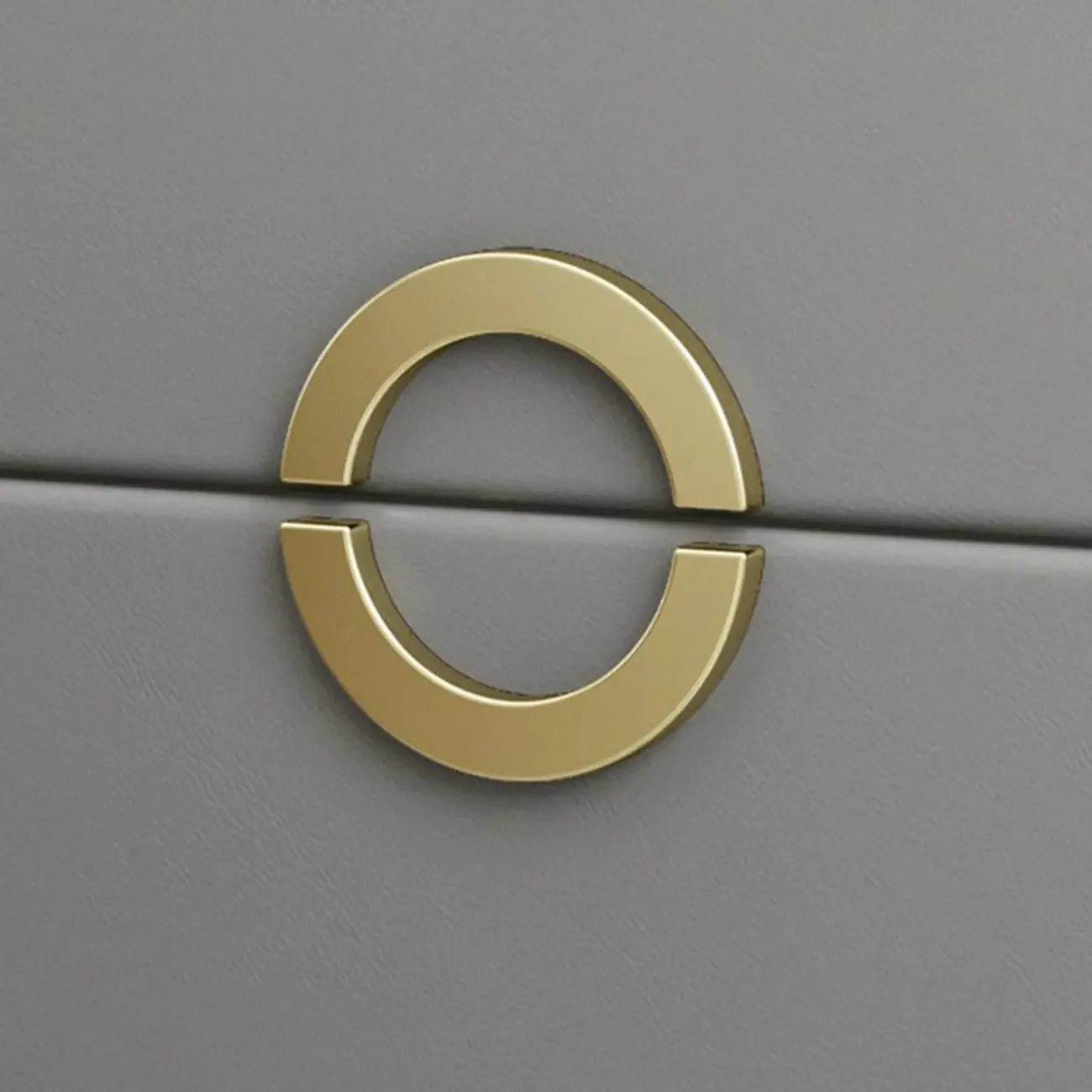 Chic Khaki Leather Gold Accents 2-Drawer Nightstand