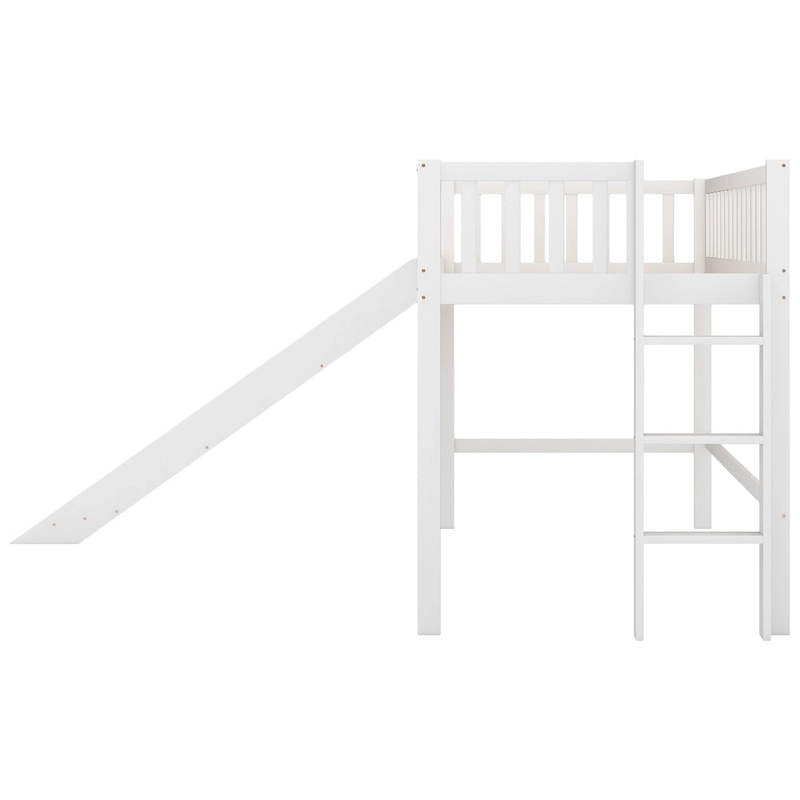 Pine Low Loft Bed with Slide