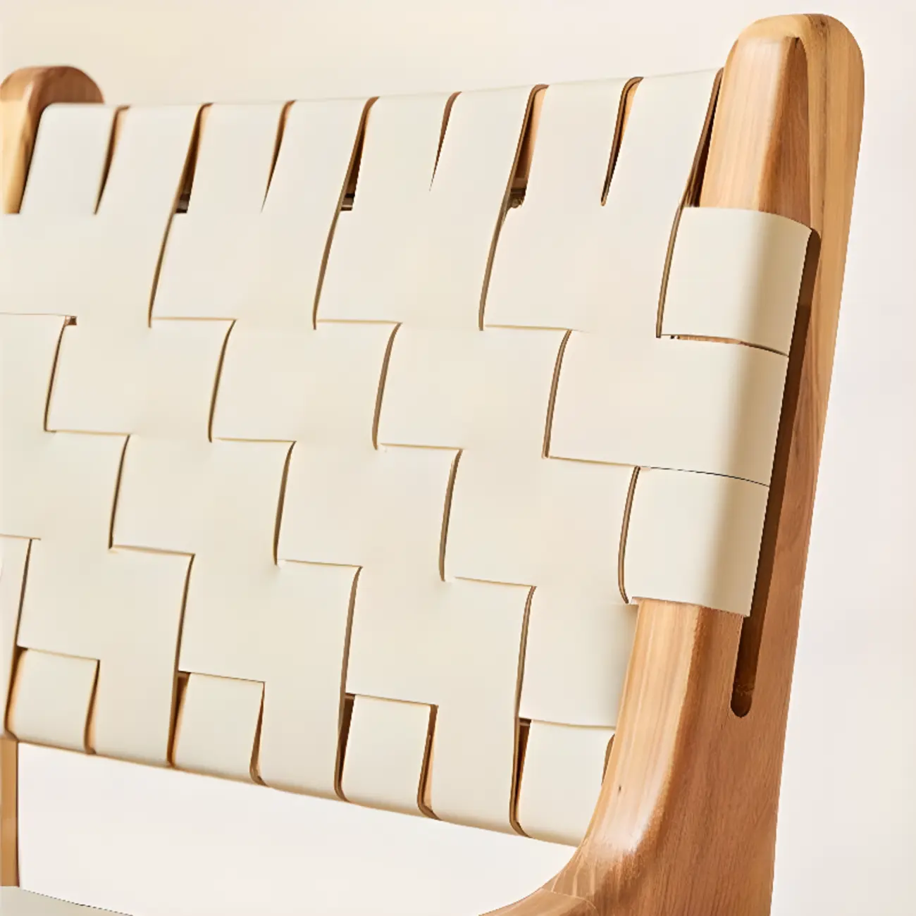 Rustic Faux Leather Wooden Woven Bar Stool