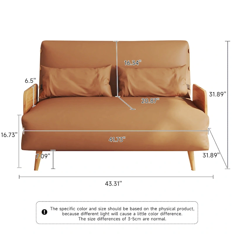 JASIWAY 43.3 Upholstered Loveseat Sofa Bed, Beige