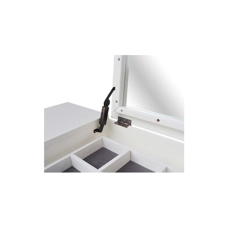 Solid Wood Vanity Table with Vanity Bench (Snow White Finish)