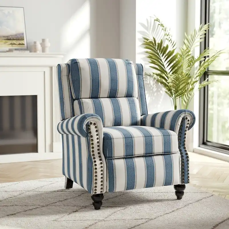 Nail-head Padded Seat Pushback Recliner Chair