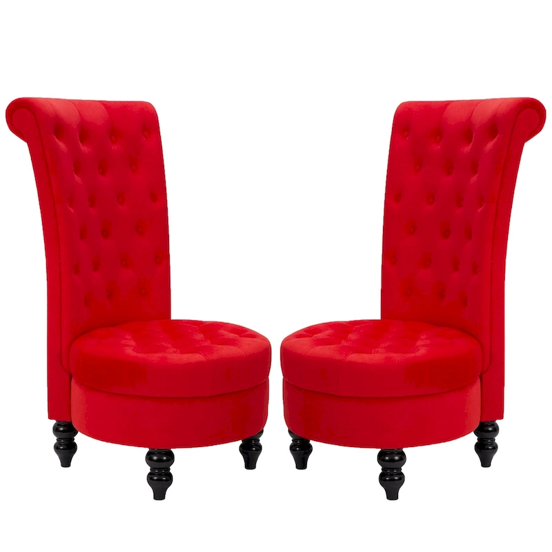 AVAWING Set of 2 Throne Royal Chair Thick Padding and Rubberwood Legs