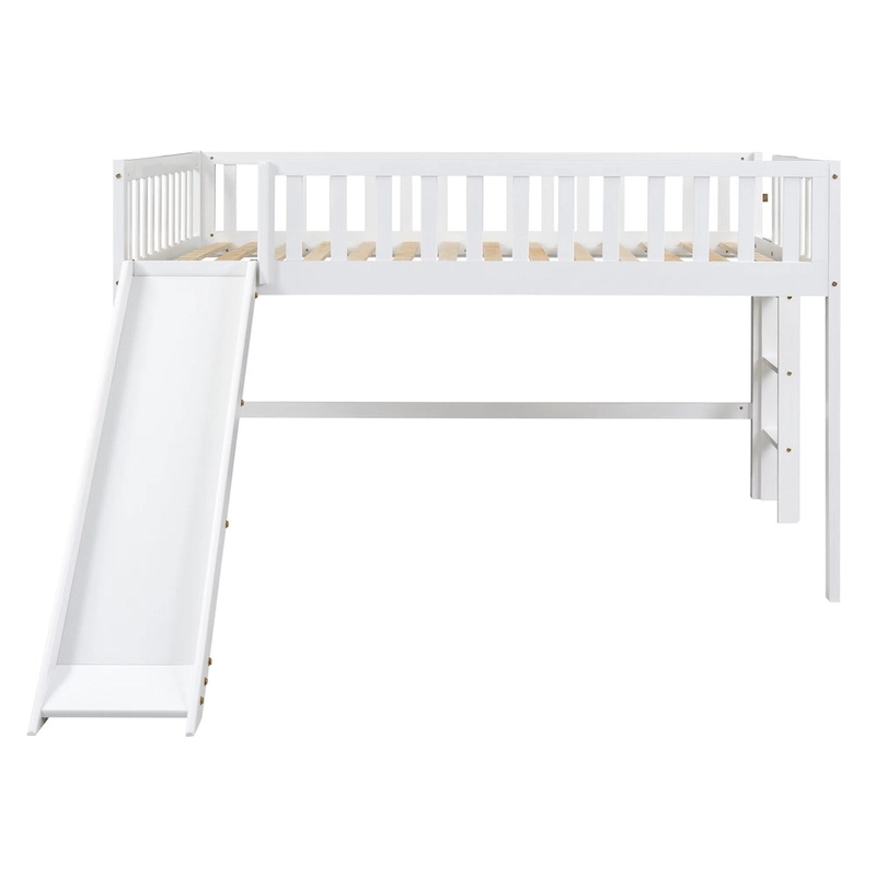 Pine Low Loft Bed with Slide