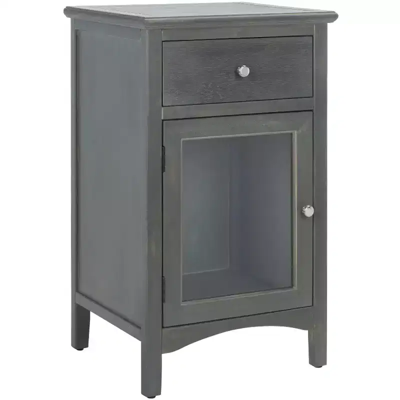 1 Drawer Nightstand With Glass Cabinet