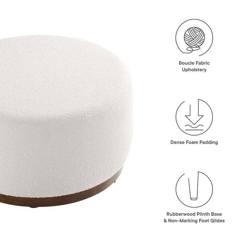 Tilden Large 23/29/38 Round Boucle Upholstered Ottoman