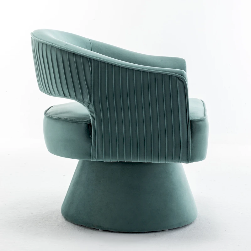 SEYNAR Modren Velvet Living Room Swivel Arm Barrel Chair with Tufted Back