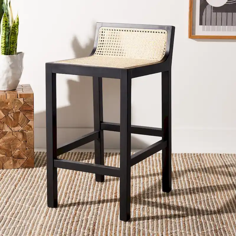 Natural Cane Low Back Counter Stool