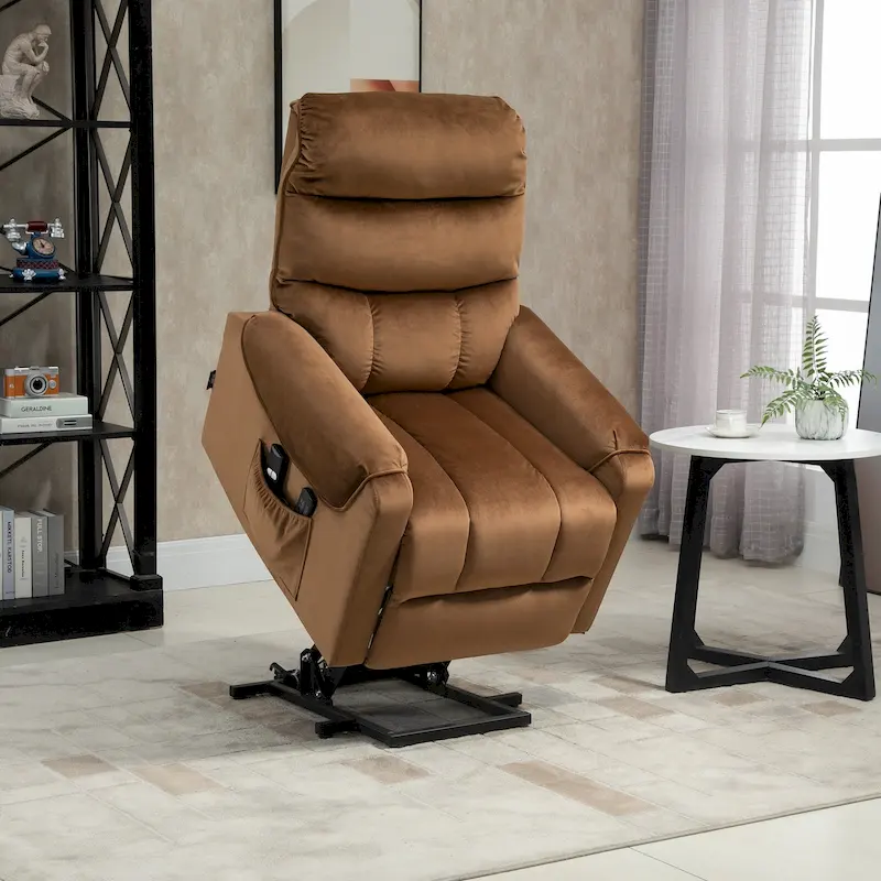HOMCOM Electric Power Lift Recliner, Upholstered Vibration Massage Chair with Remote Control