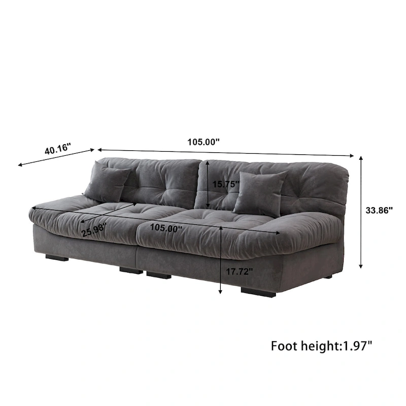 105  Minimalism Cloud Sofa Loveseat with Two Pillow