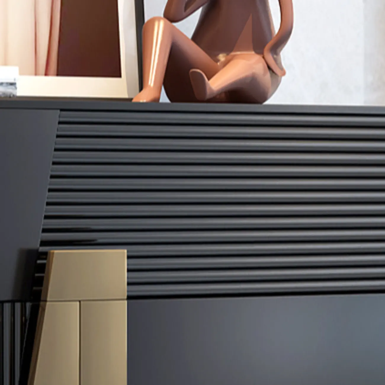 Elegant Fluted Entryway Shoe Cabinet with Drawer