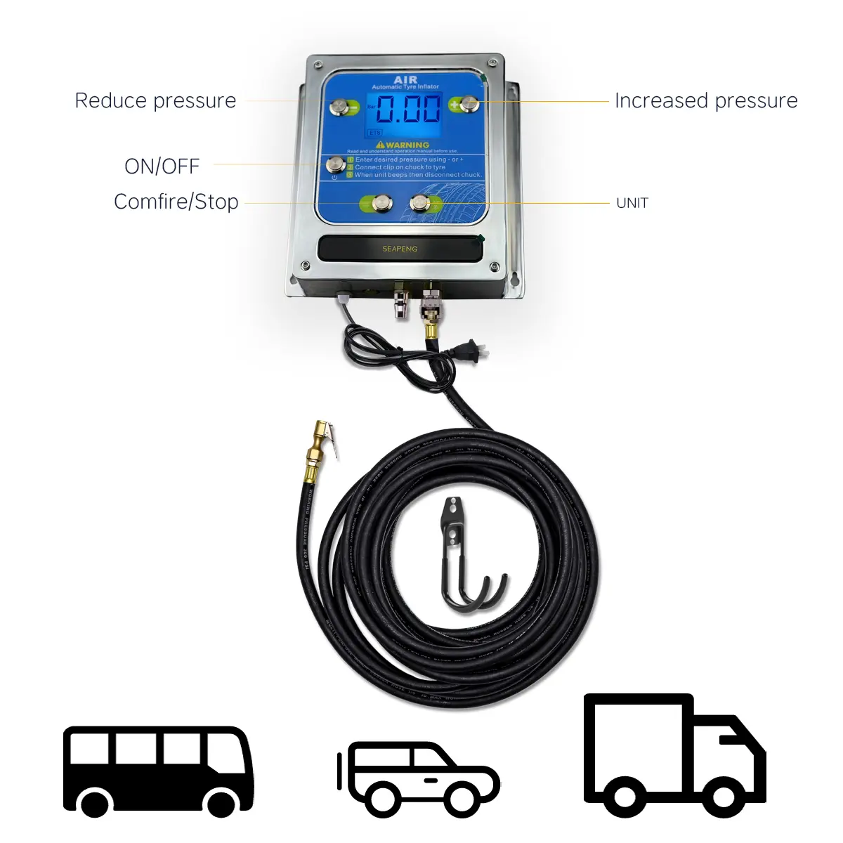 SEAPENG Wall mounted aluminum tire inflator